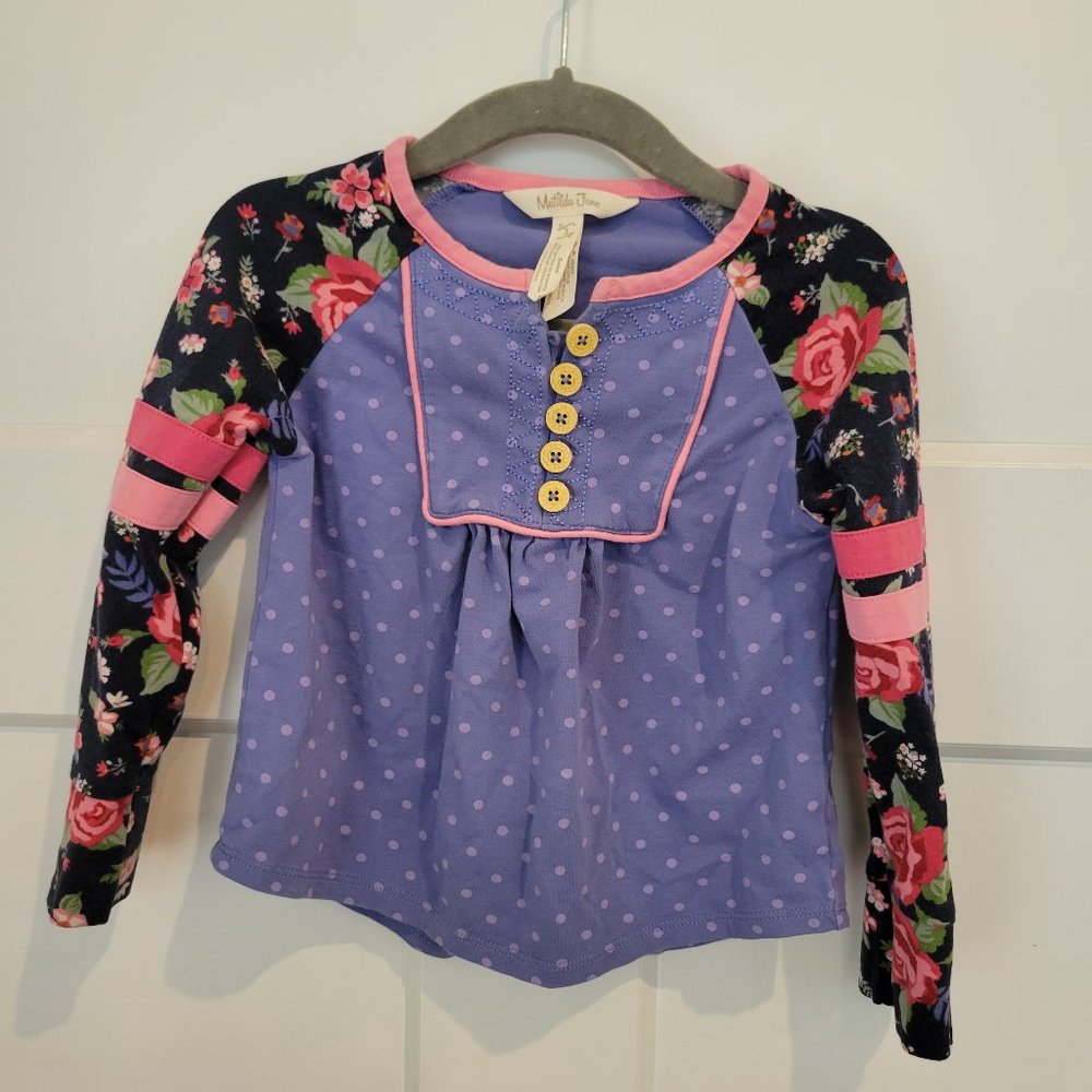 Matilda Jane Pullover Top Floral Sleeves. Size 2T